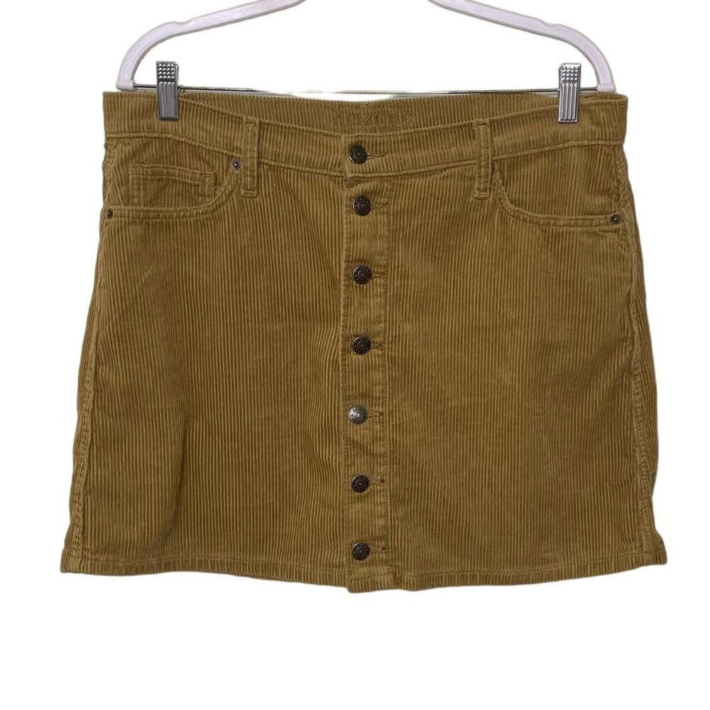 Arizona Jean Company Corduroy A-Line Mini Skirt‎ Button Front Cotton Brown 13